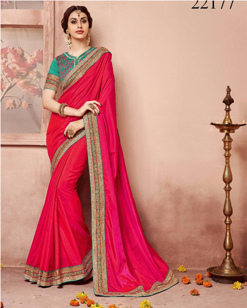 Mi Lady Sarees - Reddish Pink Silk Saree Clipart (600x600), Png Download