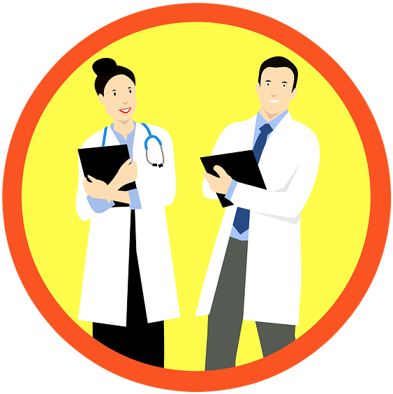 Medical Care Doctors Sticker Woman Man Female - Vignetta Medico Clipart (720x720), Png Download