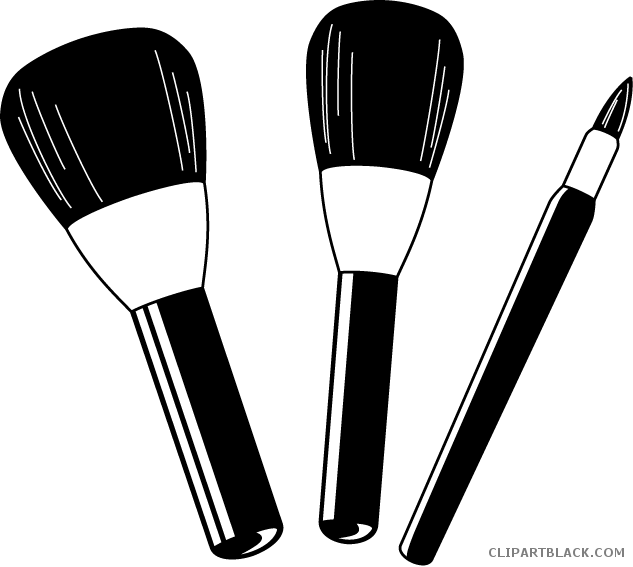 Clipart Black And White Library Brush Clipartblack - Make Up Brush Clipart - Png Download (633x567), Png Download