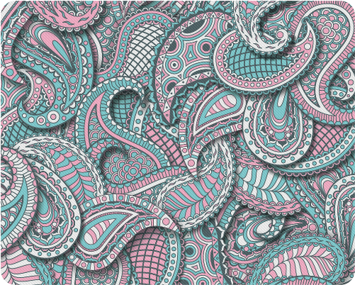Pink Teal White Fun Ornate Paisley Pattern Rectangle - Paisley Clipart (800x800), Png Download