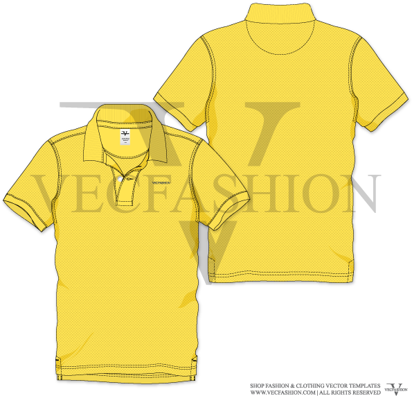 Men Yellow Polo Neck Short Sleeve T-shirt Vector Template - Active Shirt Clipart (595x571), Png Download