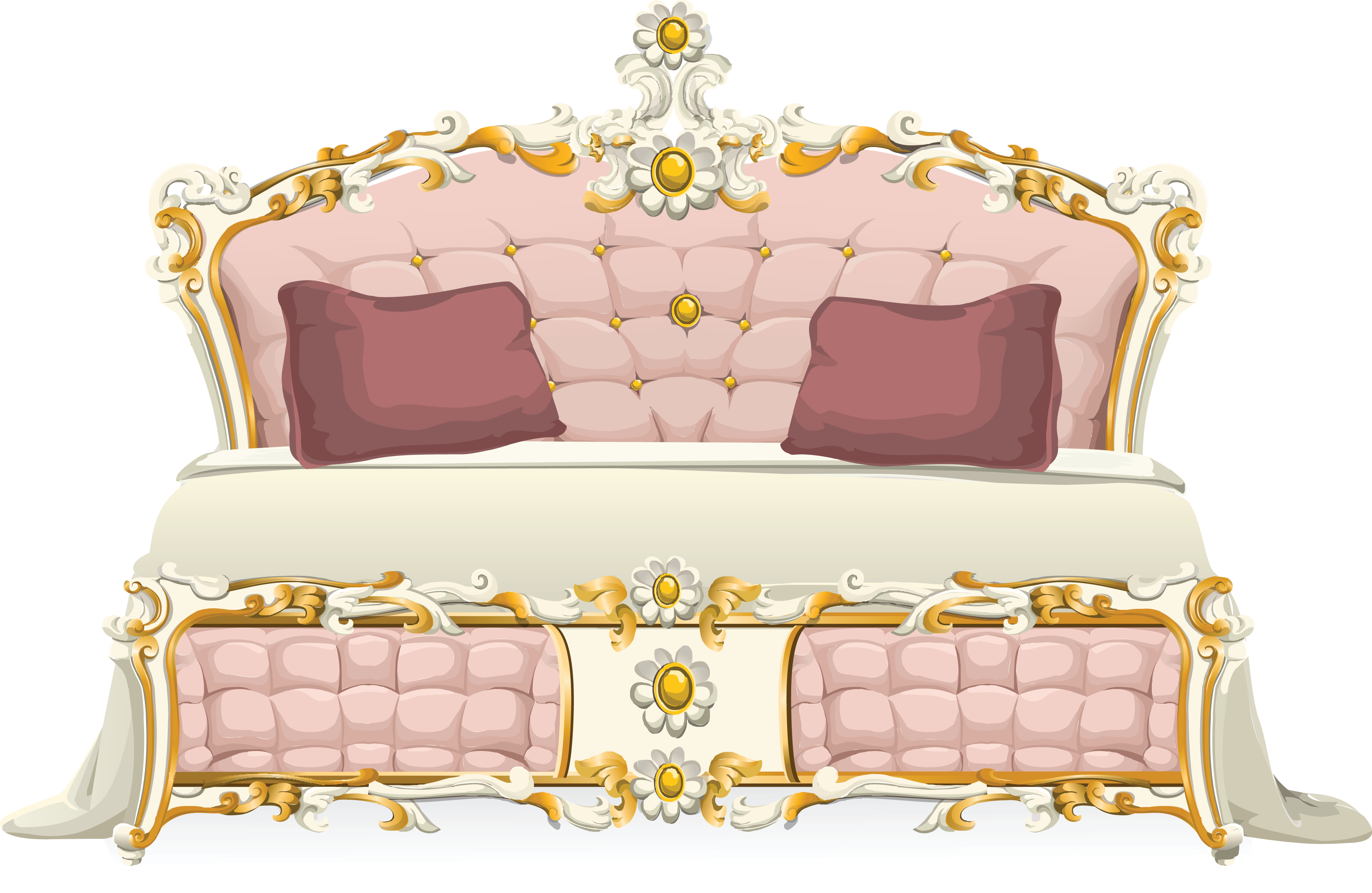Free Clipart Of A Pink Baroque Bed - Pink Furniture Clipart - Png Download (4000x2605), Png Download