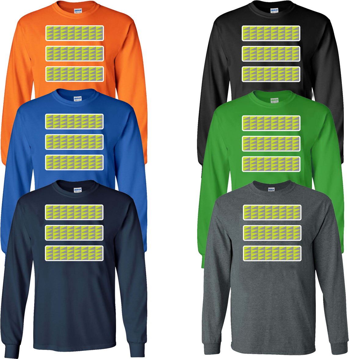 Long Sleeve T Shirt Safety Stripes Yellow / Grey Triangle - Sweater Clipart (1143x1178), Png Download