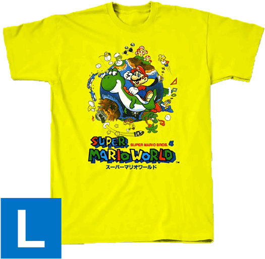 Apparel, T-shirts - Super Mario World Mario To Yoshi No Bouken Land Clipart (600x600), Png Download