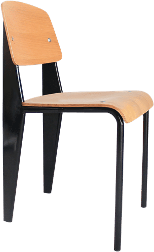 Jean Prouve, Replica, Modern, Dining Chair, French-like - Prouve Chair Black Clipart (591x542), Png Download