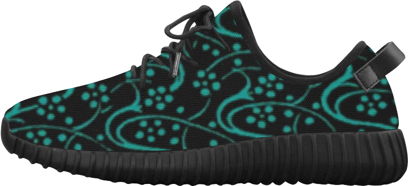 Vintage Swirl Floral Teal Turquoise Black Grus Women's - Shoe Tessellation Clipart (1000x1000), Png Download