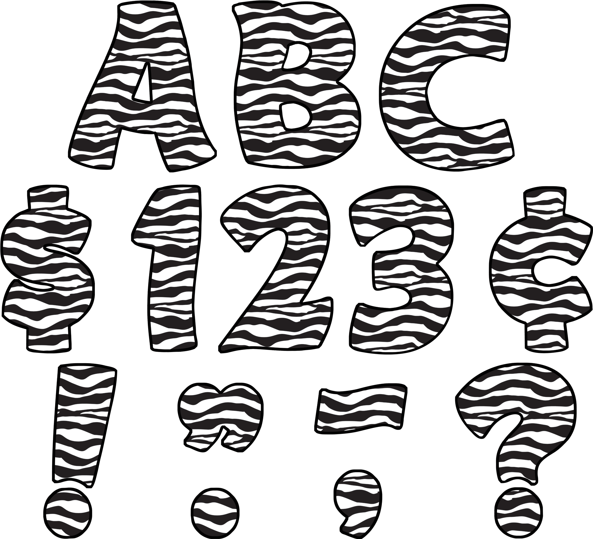 Zebra Print Funtastic 4" Letters Uppercase Pack - Zebra Print Letters Clipart (2000x1828), Png Download