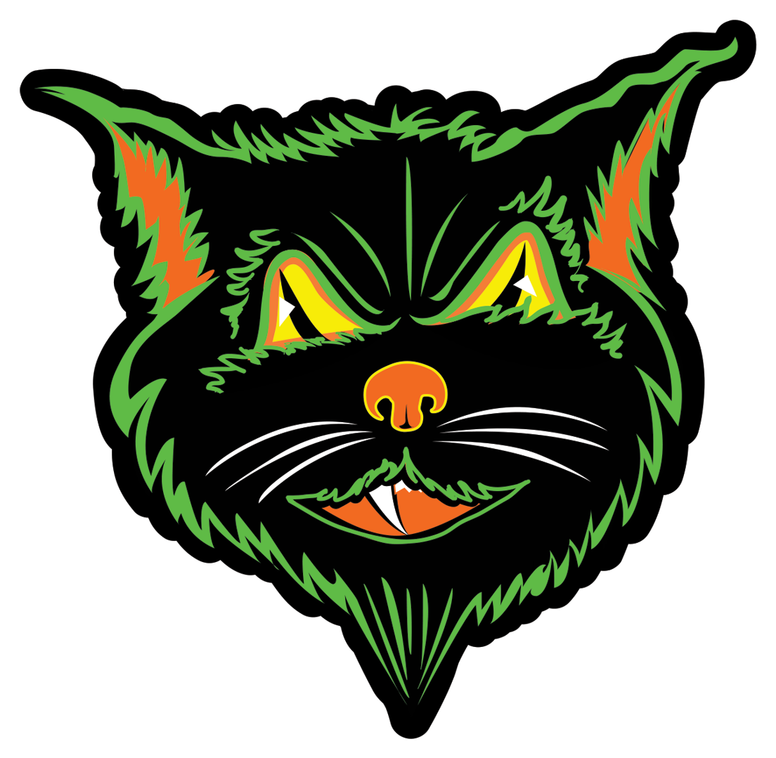 Black Cat Sticker - Cat Yawns Clipart (1153x1128), Png Download