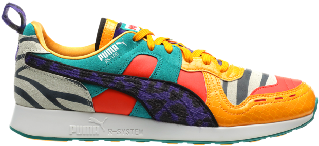 Puma Rs-100 White/zinnia/cherry Tomato - Puma Animal Print Clipart (640x640), Png Download
