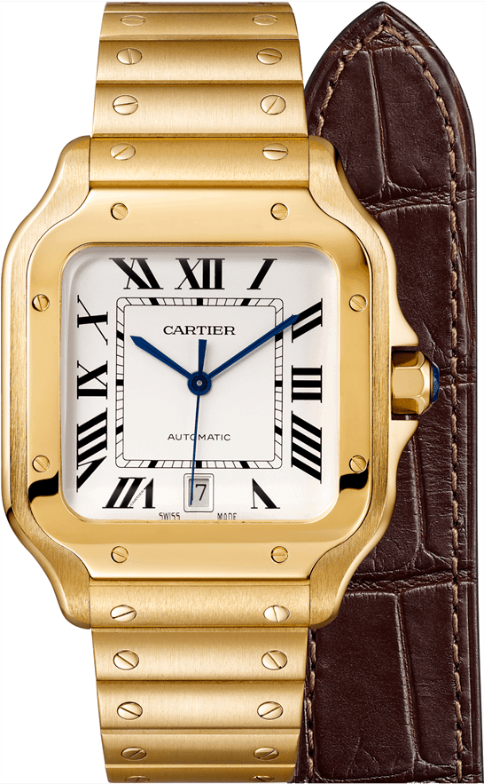 Cartier Santos De Cartier Wgsa0009 - Mens Gold Cartier Watch Clipart (1024x1024), Png Download