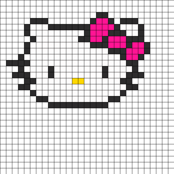 Hello Kitty Head Perler Bead Pattern / Bead Sprite - Perler Beads Hello Kitty Pattern Clipart (609x609), Png Download