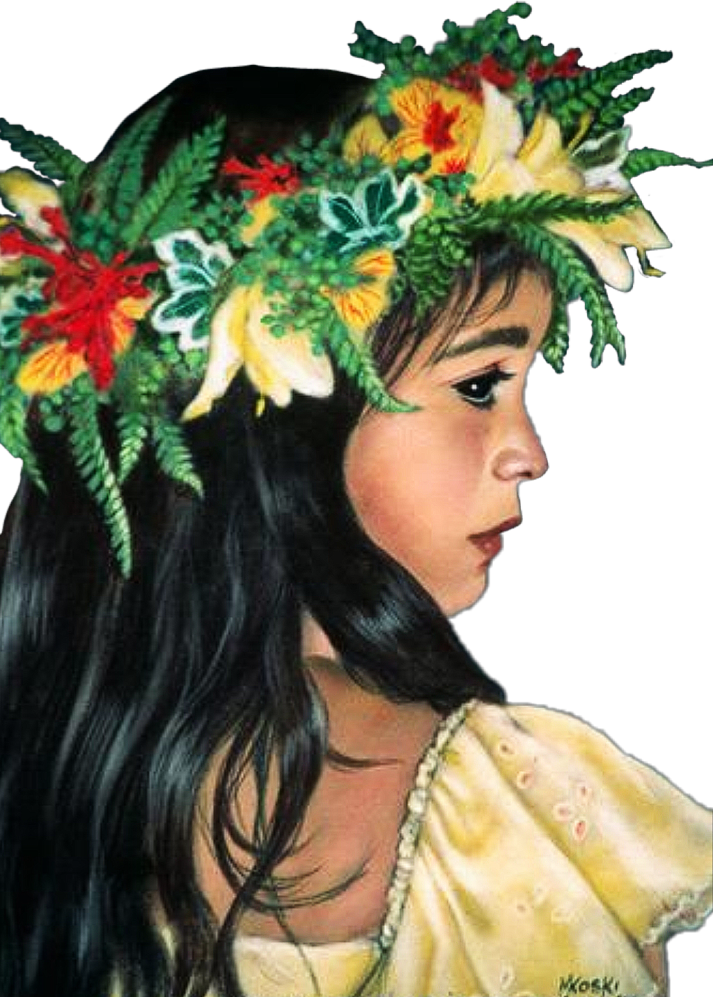 #hawaii #flowers #girl #scleiday #remixit - Artificial Flower Clipart (1024x1432), Png Download