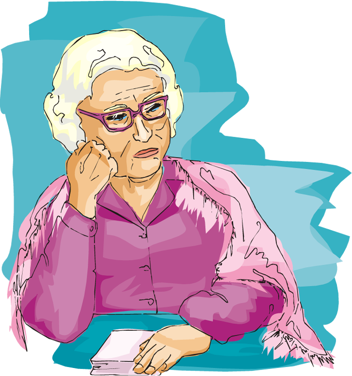 Old Clipart Sad - Sad Elderly Woman Illustration - Png Download (702x750), Png Download
