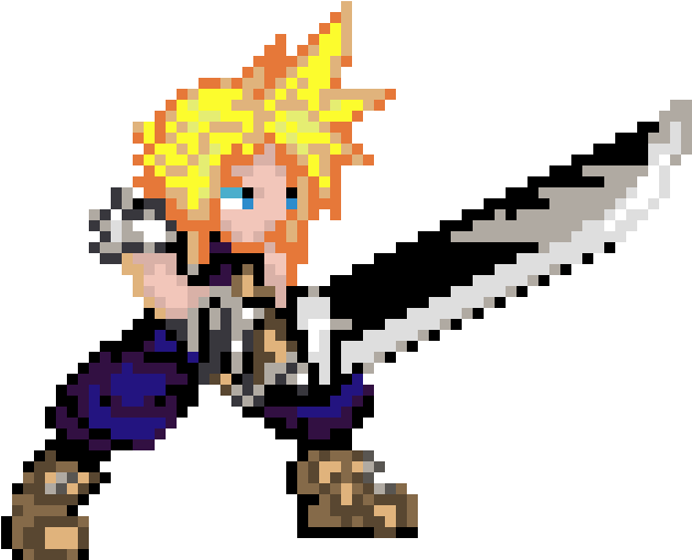 White Cloud - Cloud Strife Pixel Art Clipart (860x680), Png Download