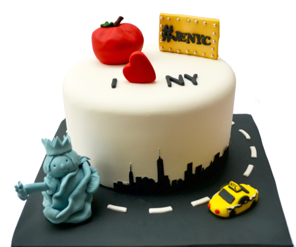 I Love New York Cake I Love Nyc With Edible Statue - Love New York Cake Clipart (600x527), Png Download