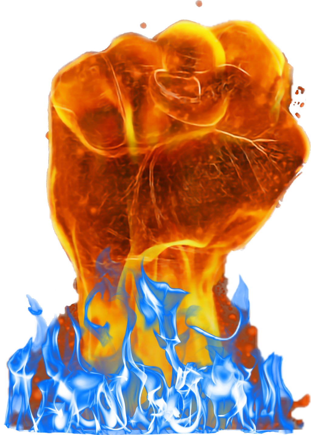 #fireandice #fire #ice #fist #blue #red - Fire On Hand Png Clipart (1024x1433), Png Download
