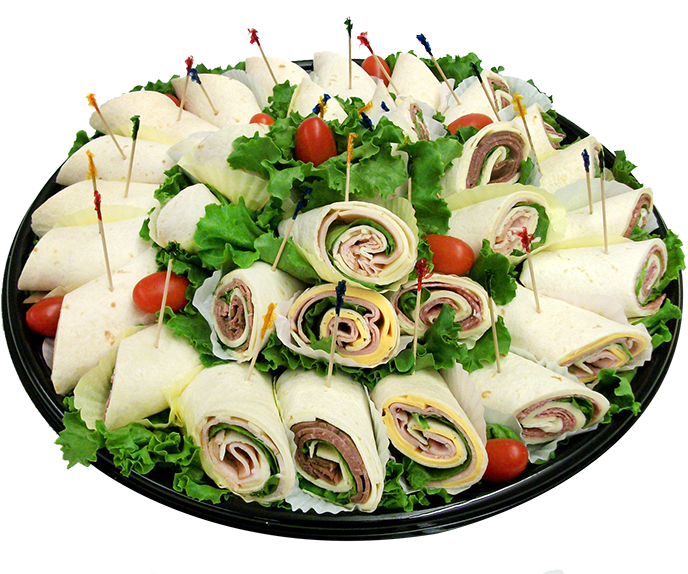 Mini Wraps Platter - Hors D'oeuvre Clipart (688x574), Png Download