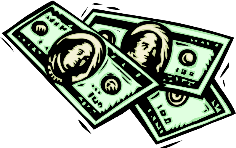 Dollars Clipart One Dollar - Money Bills Clipart - Png Download (800x507), Png Download
