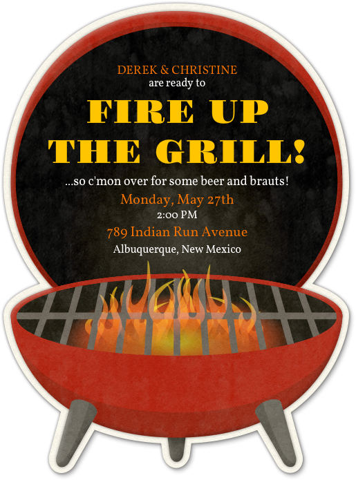 Design Your Invitation Colored Envelopes, Bbq Party, - Firing Up The Grill Clipart (515x695), Png Download