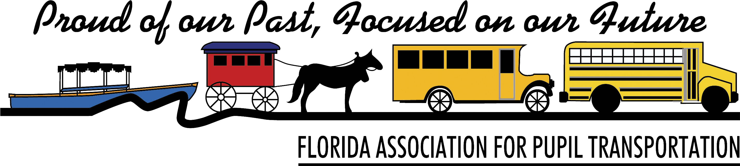 Florida Association For Pupil Transportation Proud - Transportation To School In The Past Clipart (2866x643), Png Download