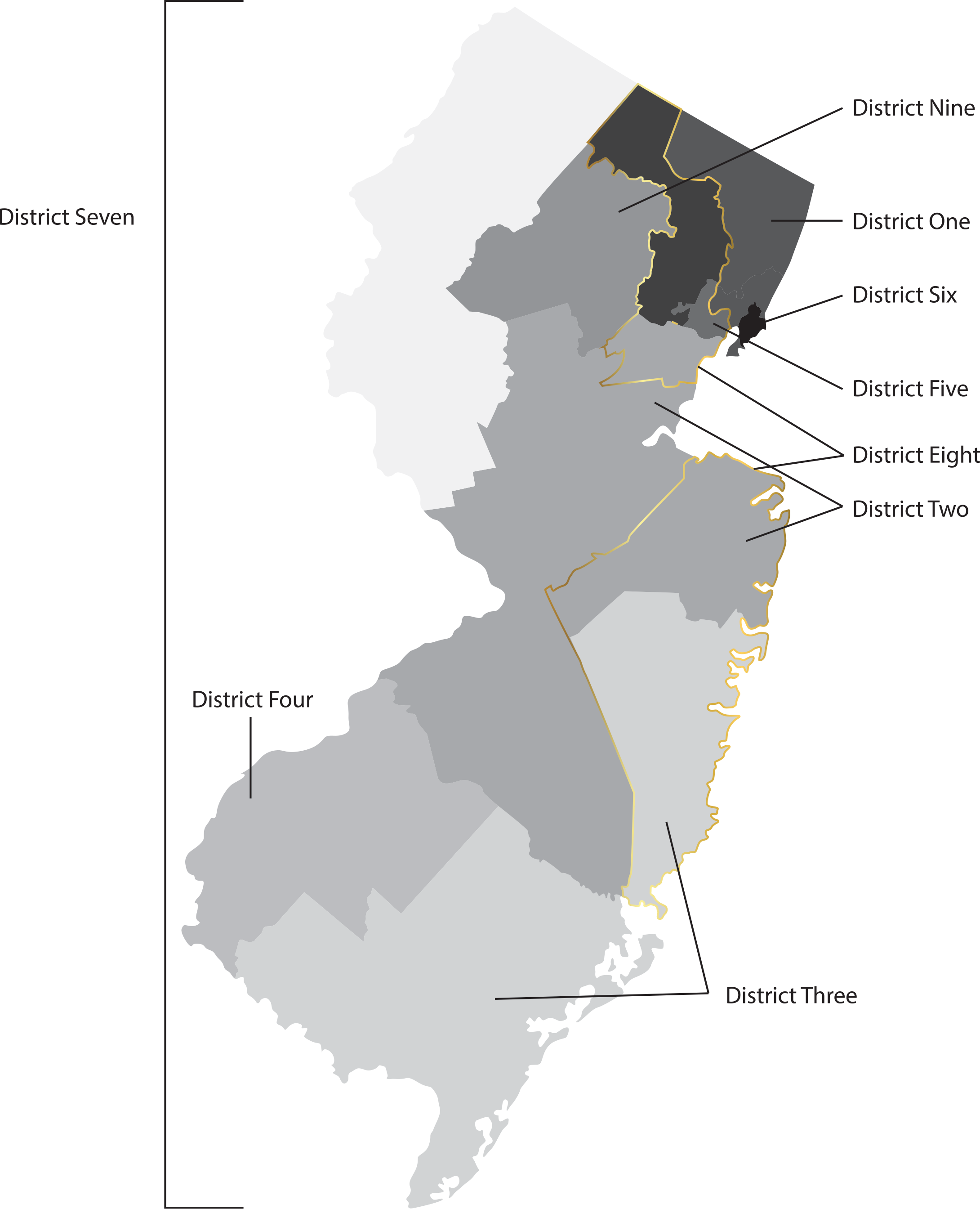 Njoutline Districtsoutlined - New Jersey Flag Map Clipart (2180x2688), Png Download