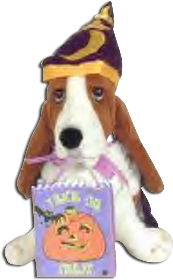Hushpuppies Halloween Wizard With Trick Or Treat Bag - Basset Hound Wizard Clipart (674x1000), Png Download