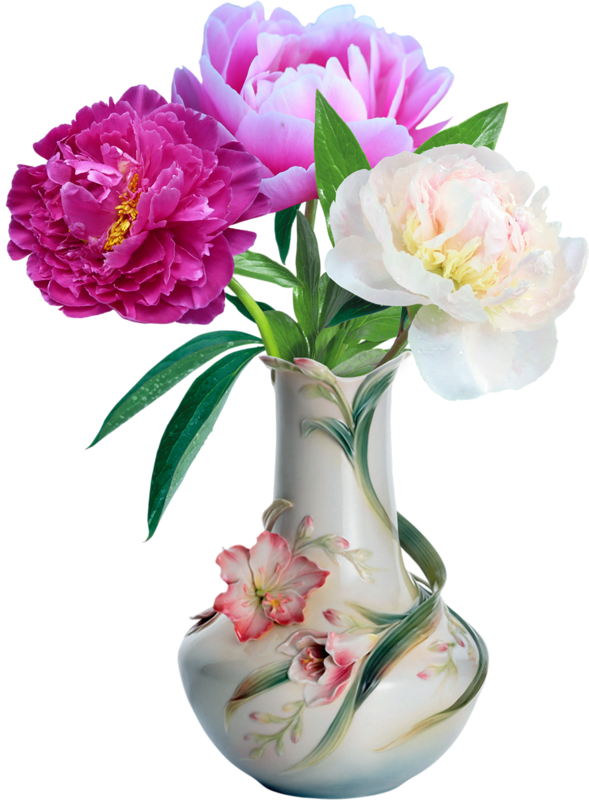 Fleur Vase - Porcelain Vase With Flowers Clipart (589x800), Png Download