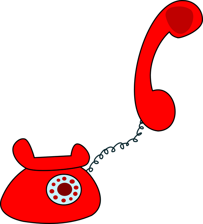 Telephone Set Red Rotary Dial Retro Phone - Retro Phone Vector Png Clipart (655x720), Png Download