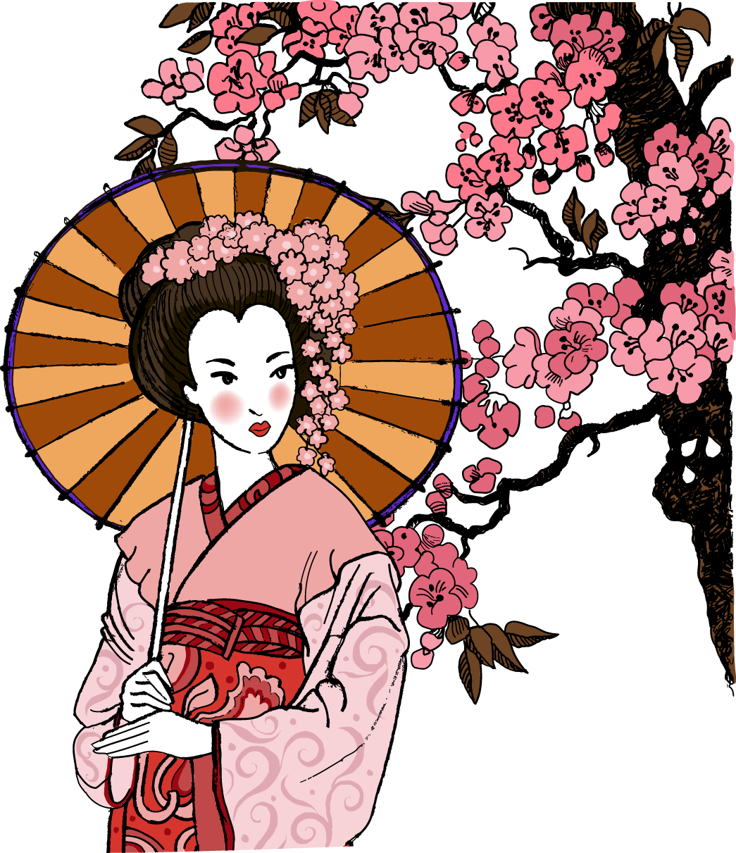 Japanese Clip Woman - Female Japanese Geisha Art - Png Download (1045x1211), Png Download