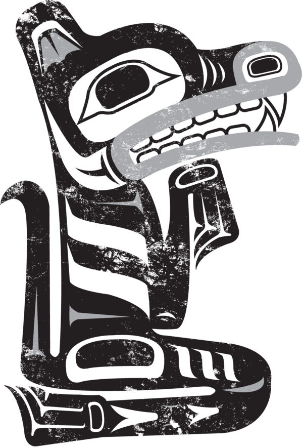 Northwest Nativeam Wolf Totem Pole Art, Totem Poles, - Pacific Northwest Native American Art Wolf Clipart (600x885), Png Download