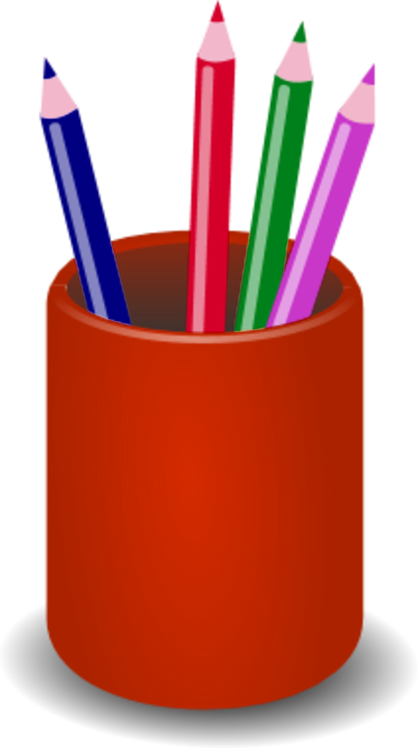 Vector Pens Jar - Pencil Holder Clip Art - Png Download (600x1073), Png Download
