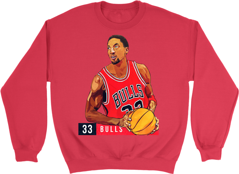Retro Scottie Pippen Sweatshirt - Crew Neck Clipart (1024x1024), Png Download