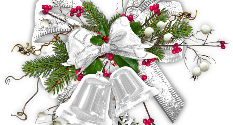 Silver Christmas Bells Png Clipart (800x420), Png Download