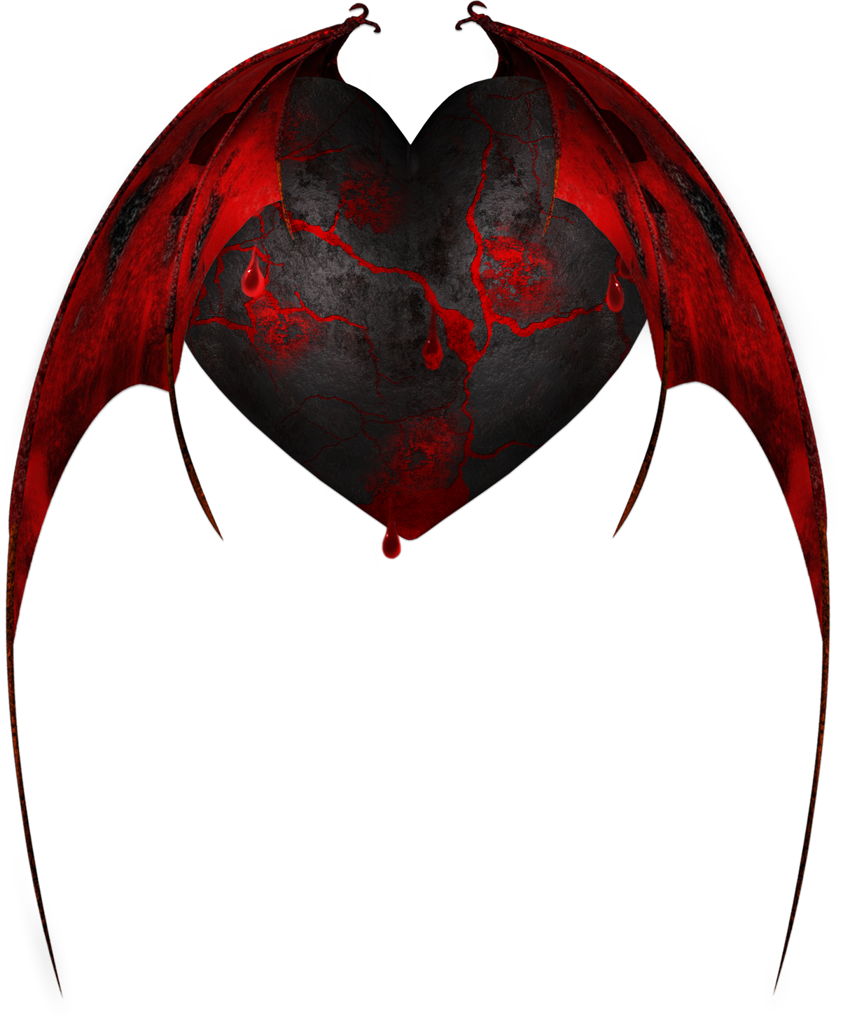Dark Angel Wings, Valentines Art, Valentine Hearts, - Gothic Tattoos Clip Art - Png Download (1204x1452), Png Download