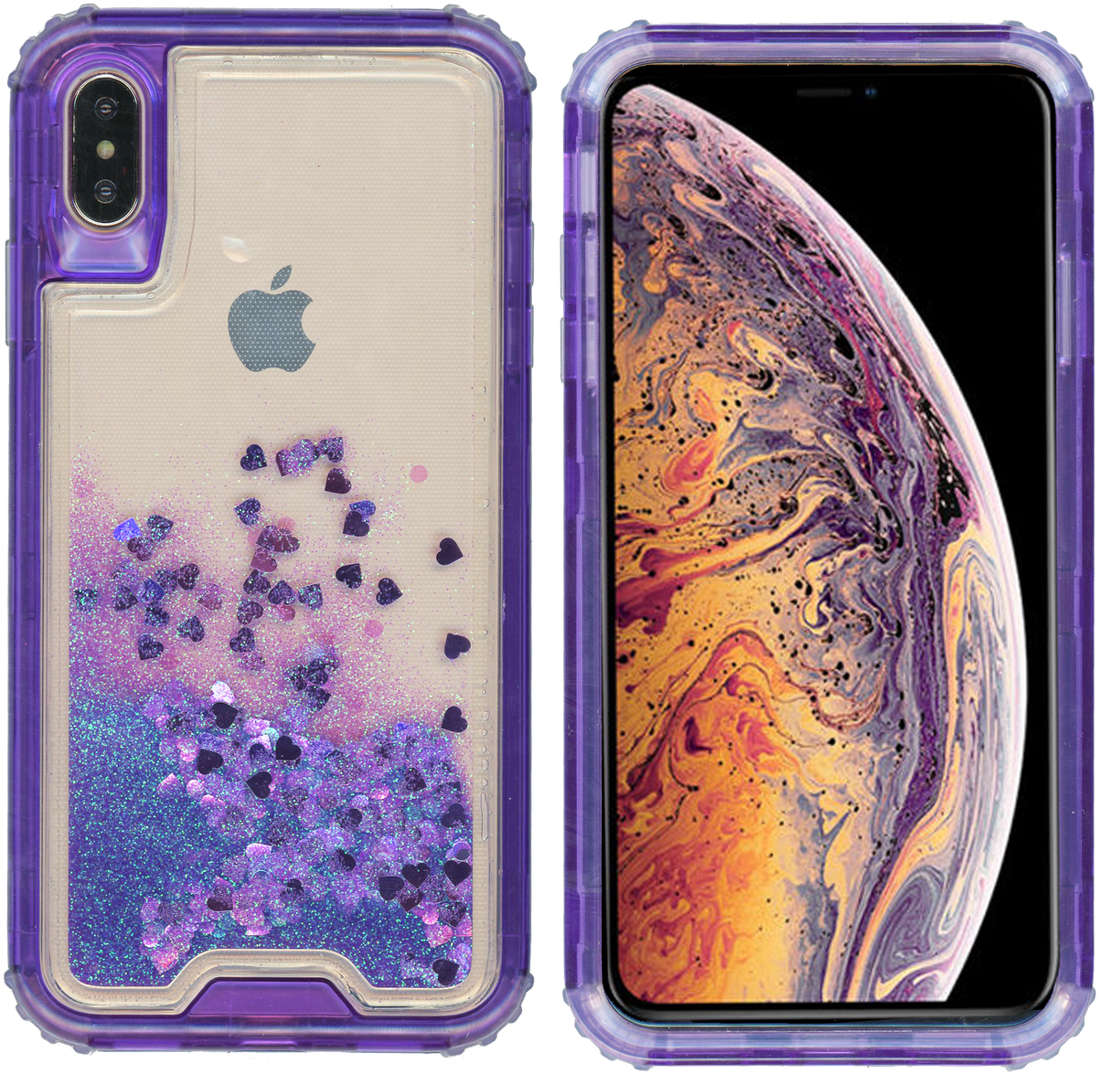 Iphone Xs Max Mm Water Glitter Hybrid Purple - Iphone Xs Max Malaysia Clipart (1224x1280), Png Download