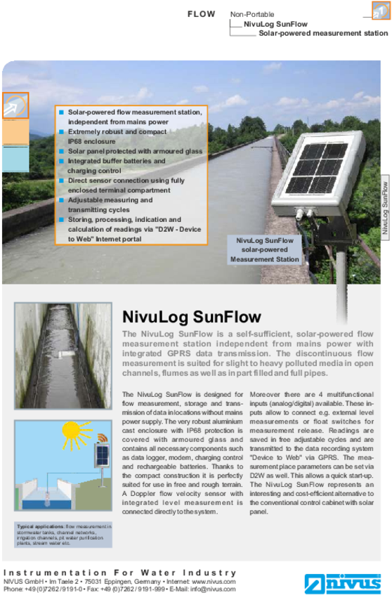 Data Sheet Nivulog Sunflow - Nivus Clipart (636x900), Png Download