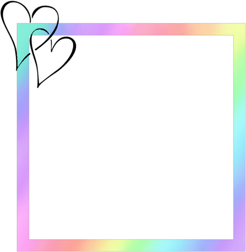 #pastel #rainbow #frame #rainbowframe #hearts - Picture Frame Clipart (1024x1024), Png Download