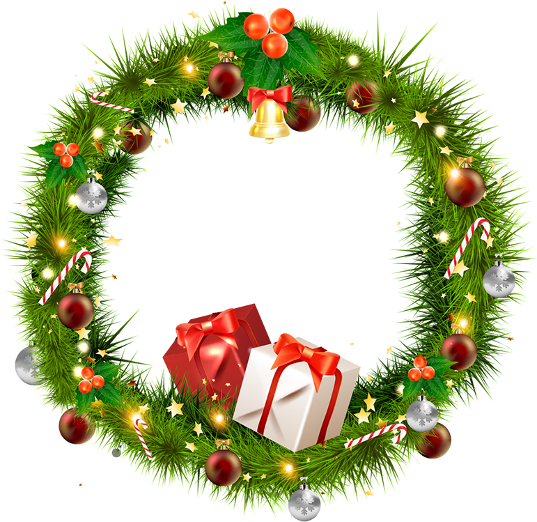 Clipart Navidad Png - Christmas Wreath Png Transparent (771x749), Png Download