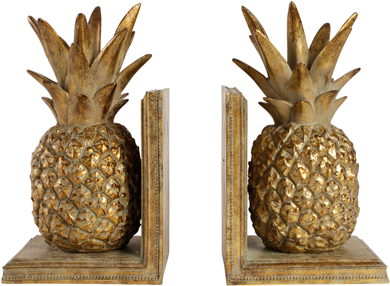 Côté Table Gold Pineapple Book Ends - Piñas En Madera Clipart (900x670), Png Download