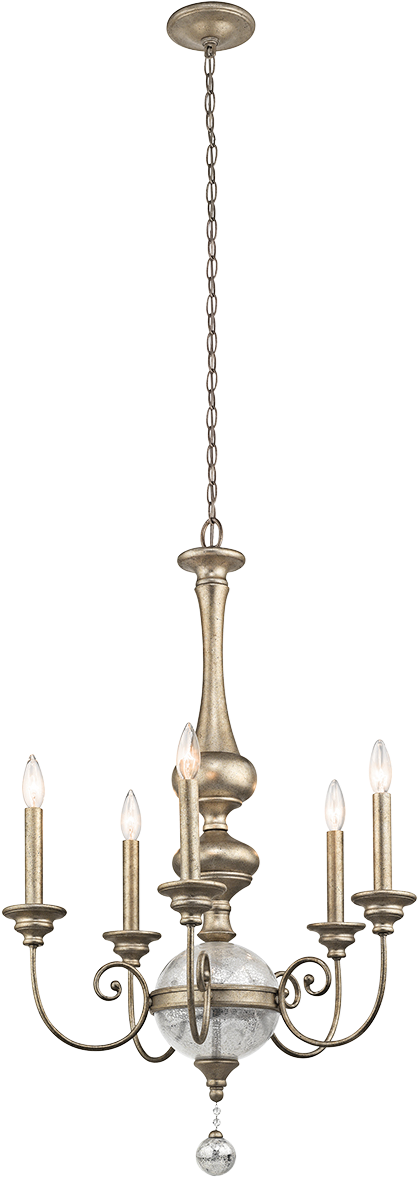 Rosalie 5 Light Chandelier In Sterling Gold - Chandelier Clipart (1200x1200), Png Download