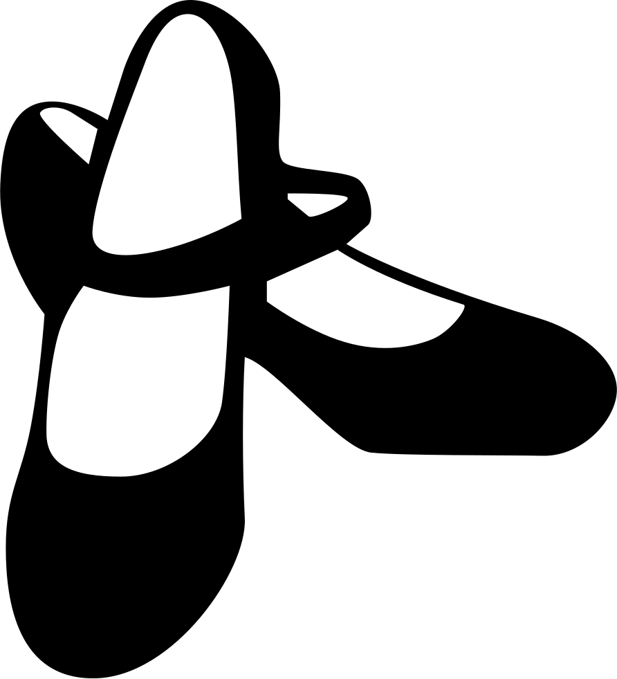 Flamenco Female Black Shoes Svg Png Icon Free Download - Dance Shoes Clipart Black And White Transparent Png (892x981), Png Download