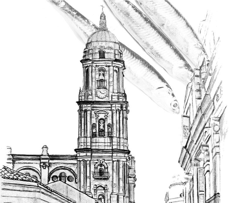 Espectaculo Flamenco - Catedral Malaga Sketch Clipart (800x691), Png Download