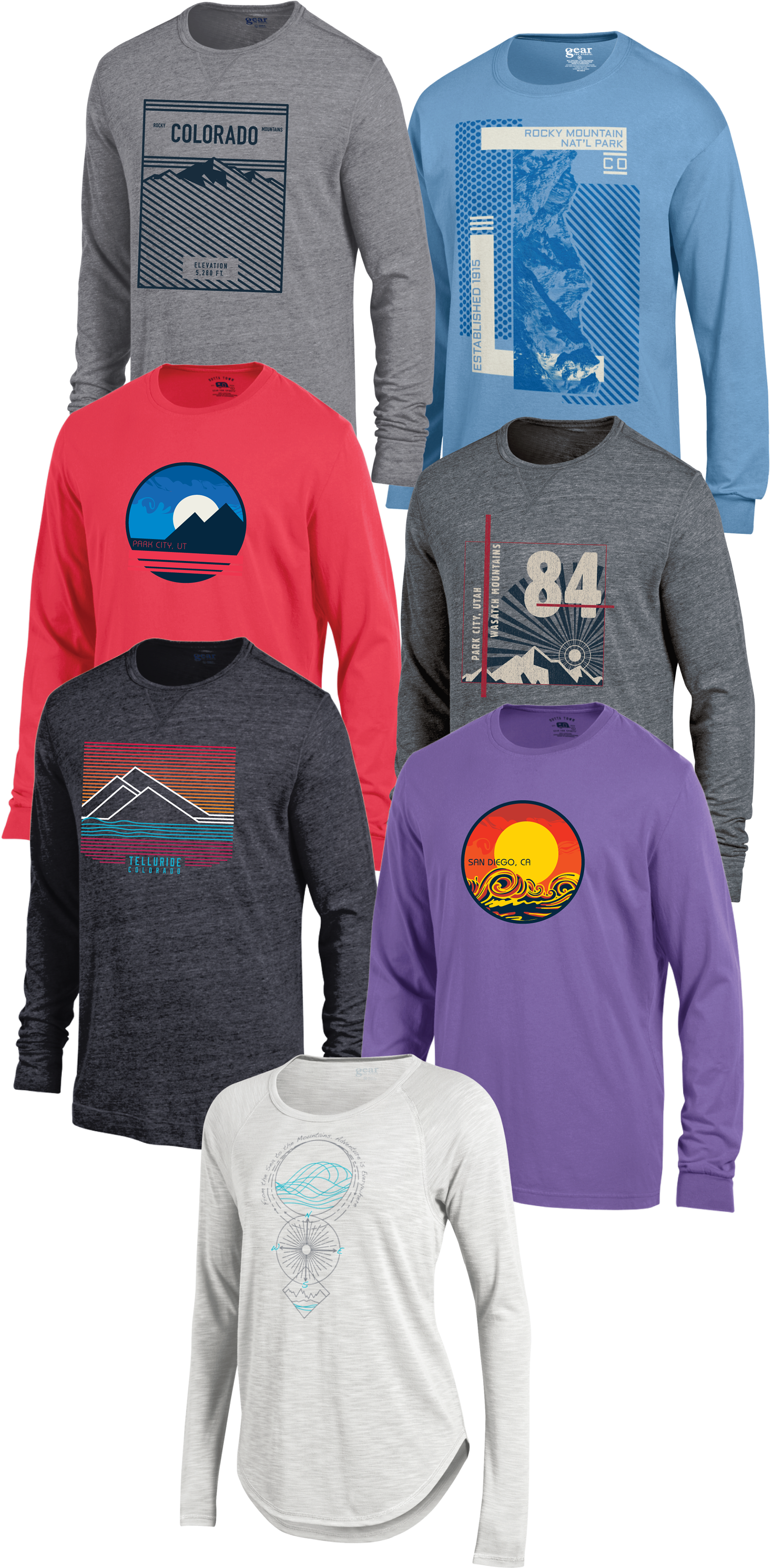 Geometric Designs - Long-sleeved T-shirt Clipart (1920x3810), Png Download