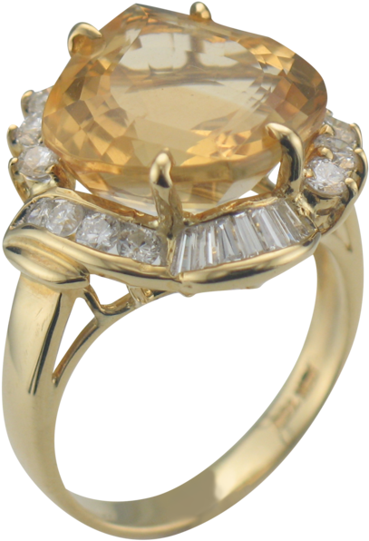 18k Yellow Gold Diamond & Golden Beryl Ring - Pre-engagement Ring Clipart (1000x750), Png Download