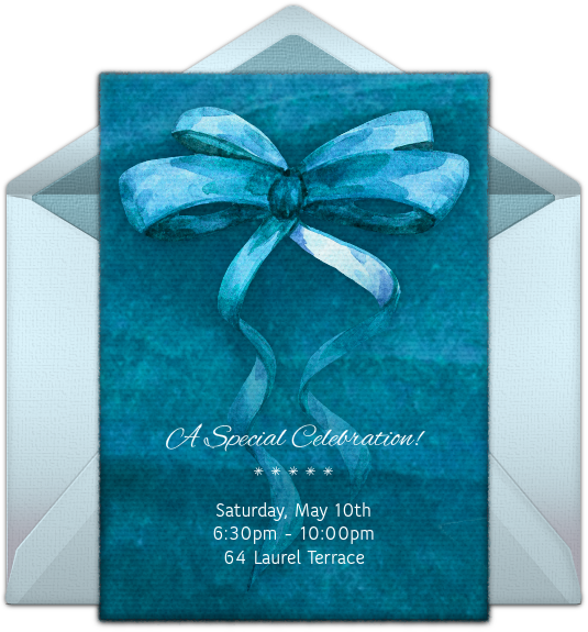 Watercolor Ribbon Online Invitation - Box Clipart (535x575), Png Download