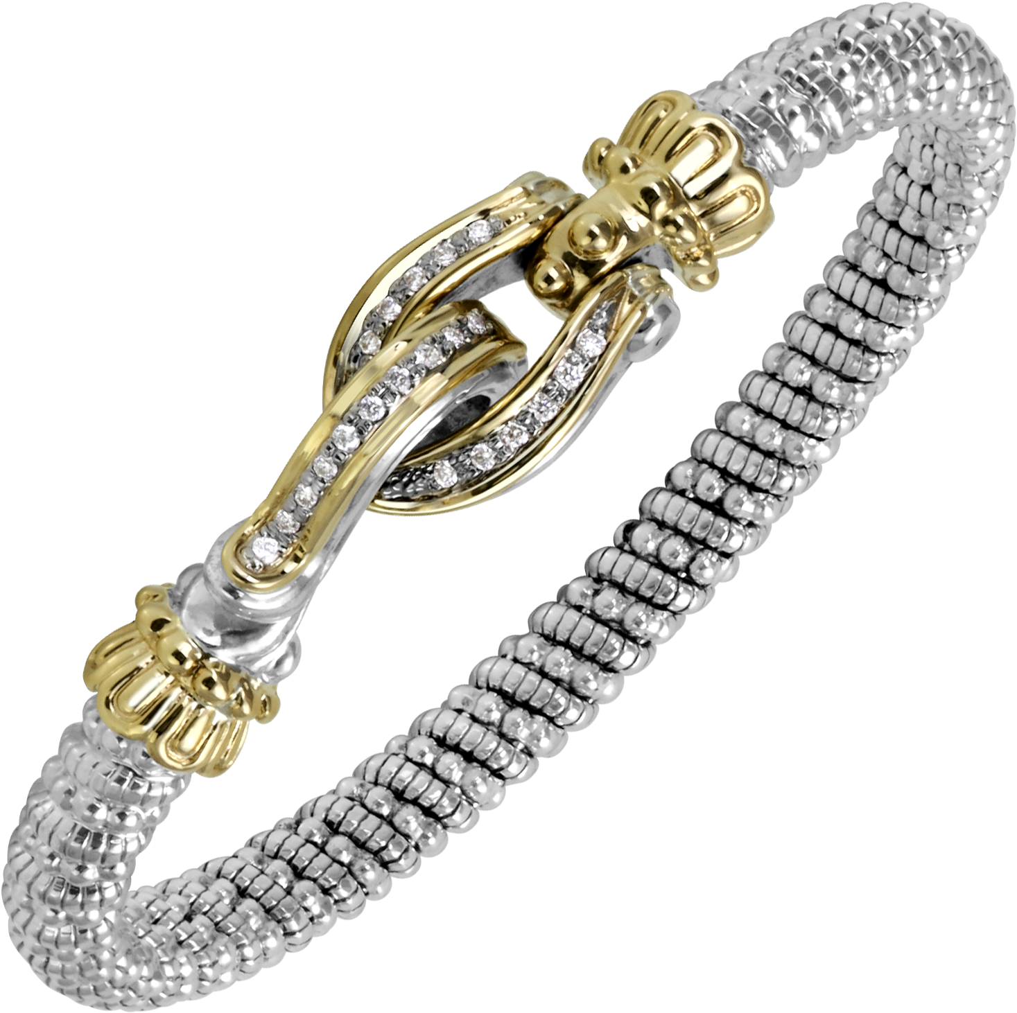 Vahan Sterling Silver And 14k Yellow Gold Diamond Buckle - Body Jewelry Clipart (1500x1500), Png Download