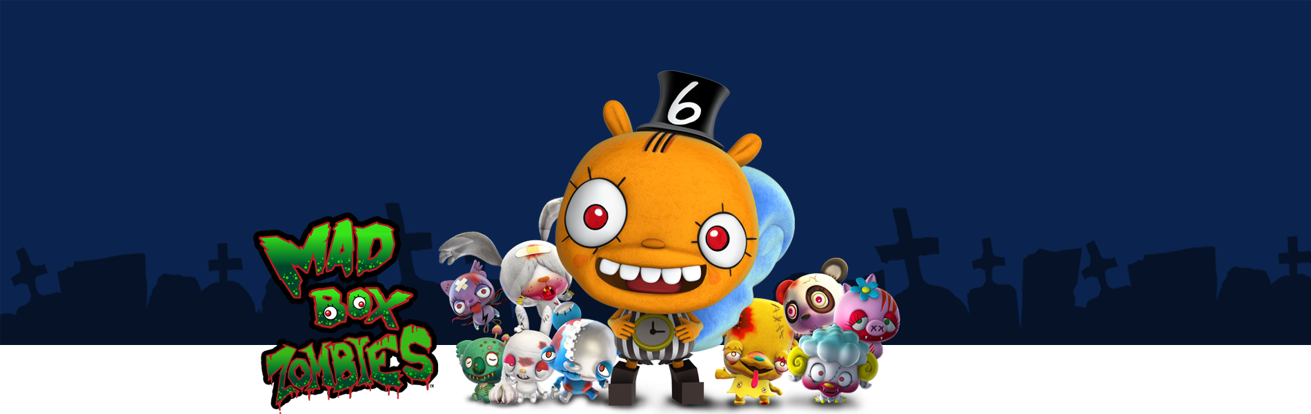 Mad Box Zombies Are Mischievous, Miniature Animal Zombies - Mad Box Zombies Characters Clipart (1900x600), Png Download