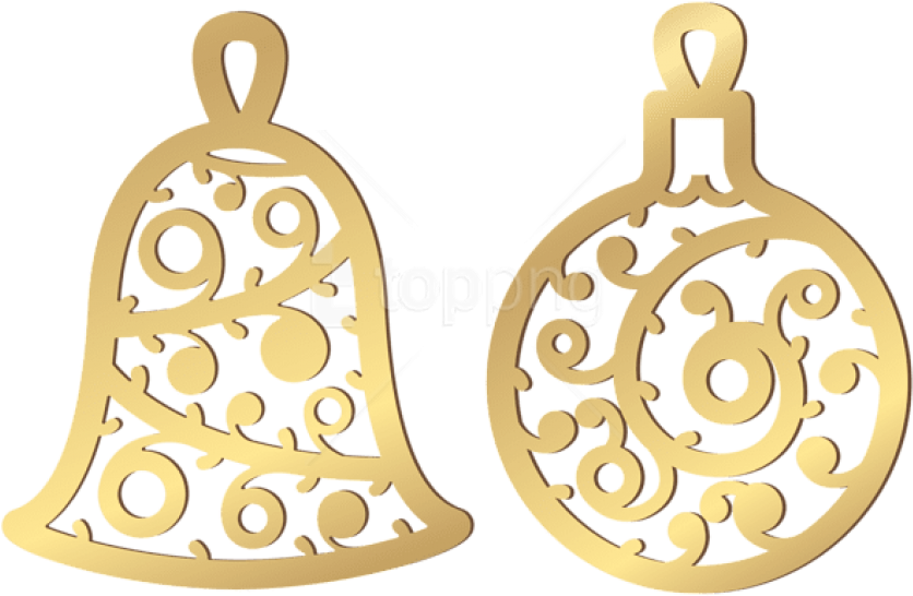 Free Png Christmas Gold Ornaments Png - Christmas Gold Ornaments Clipart (850x554), Png Download