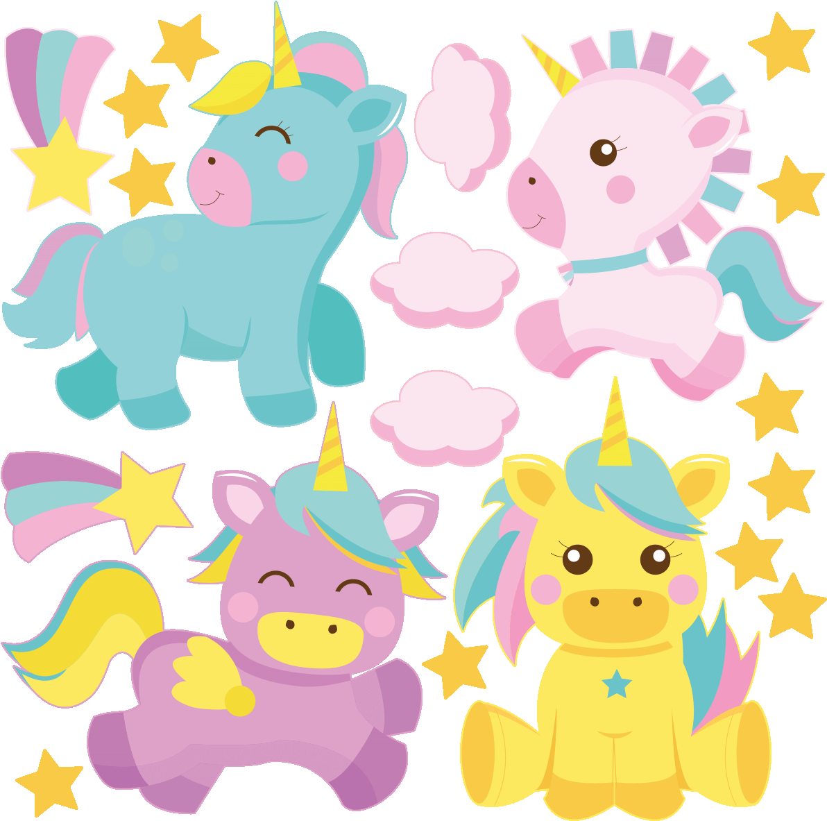 Sticker Les Licornes Bebes Ambiance Sticker Col Sand - Stickers Licorne Bebe Clipart (1200x1200), Png Download