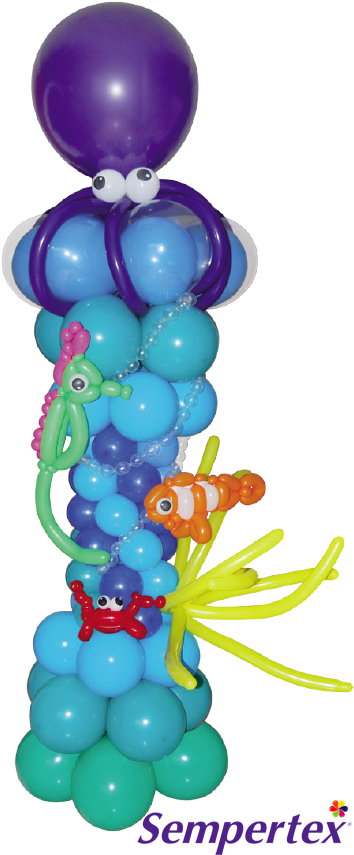 Balloon Tower, Balloon Hat, Balloon Columns, Balloon - Decoracion Marina Con Globos Clipart (384x861), Png Download